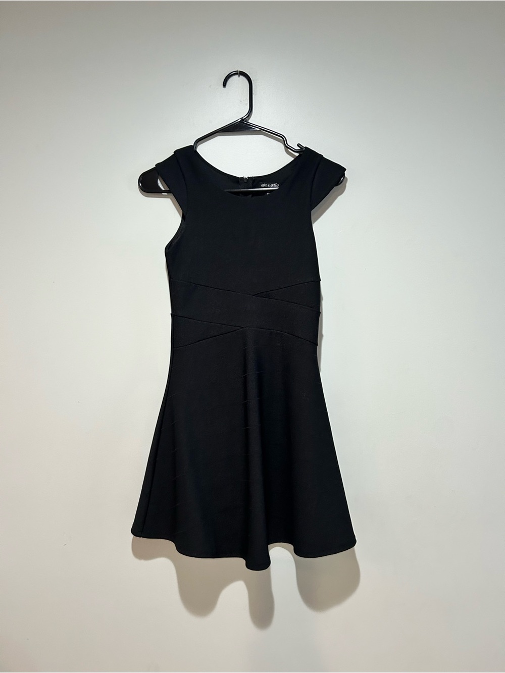 Little Girl's Black Fit & Flare Cap-Sleeve Dress